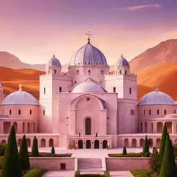 a large building with many domes is seen from the distance