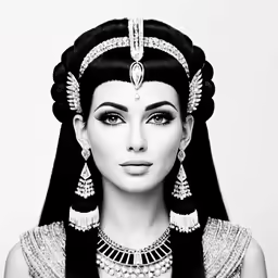 an asian woman wearing a headpiece and jewelry