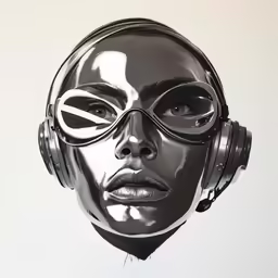 a person with headphones and eye glasses on their face