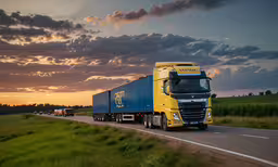 three trucks passing each other on a country road,a big rig truck driving down a road