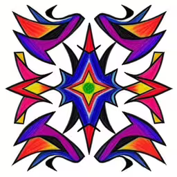 a pattern made from different colors on paper,a stylized colored design made out of different colors