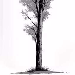black and white photograph of a tree in the park