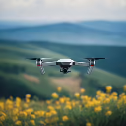 a large black and white djli djie flying over a green field