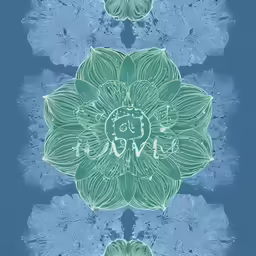 an illustrated painting of an abstract flower