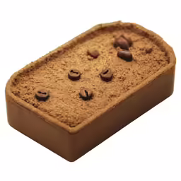 there is chocolate and coffee beans on top of this square cake