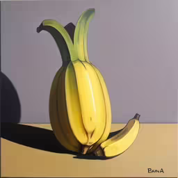 a yellow banana sitting on top of a brown table