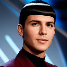 a photo of an actor wearing a dark red uniform