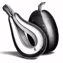 an apple and an onion are shown in this black and white photo