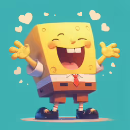 a cute spongeboach is holding his arms wide open