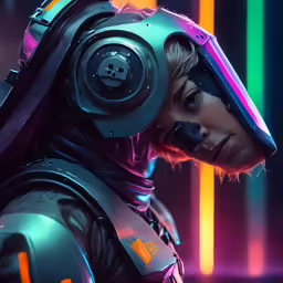 a person in a futuristic space suit and helmet