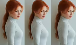 a model in three different angles for the same image