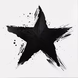 a black star drawn in ink on white paper