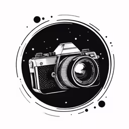 a black and white photo of an old camera