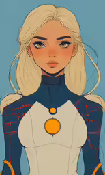 a drawing of an anime girl with long blond hair