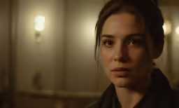 a woman in a suit looking into the distance
