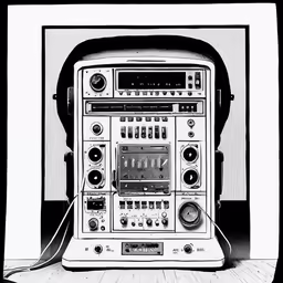 a white and black photo of an old fashioned radio
