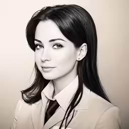 an artistic drawing of a woman with black hair