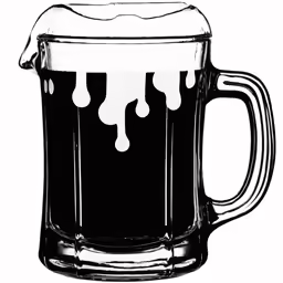 glass mug with liquid in white background