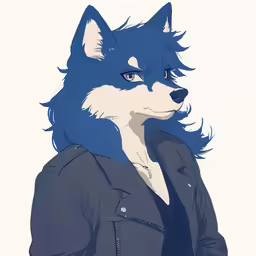 a wolf that is wearing a jacket