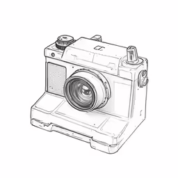 a drawing of an old camera