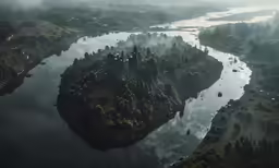 a river running through a forested area next to a forest
