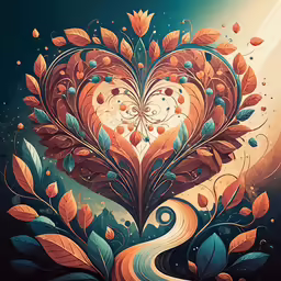 abstract painting with a heart shaped design