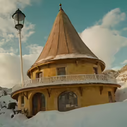 the building on the side is yellow in color