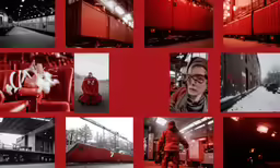 a series of photographs of red and black