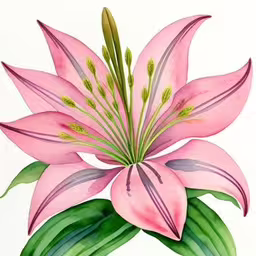 this watercolor painting shows an elegant pink flower