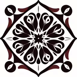 a black and white picture with a design,a black and white abstract design in the middle of the page,an artistic design with stylized petals on white background,a white and black flower design on white background,a black and white flower design on a white background