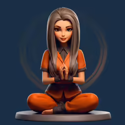a cartoon girl sitting on top of a table