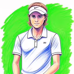 a drawing of a boy with a racket