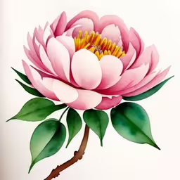 a pink flower is painted on a white sheet,this painting is of a pink flower