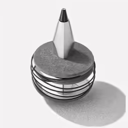 a set of seven circular candlesticks and holders with a circular base