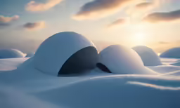 a small ice tunnel on top of a snow covered hill