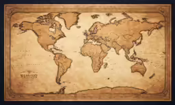 a map of the world in brown on a white background