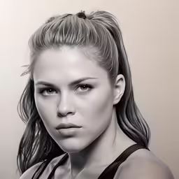 a woman is shown in black and white photo