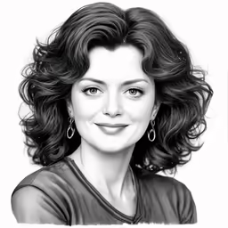 a black and white drawing of a woman