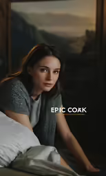 a girl in grey sweater laying down on the bed