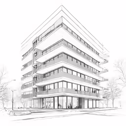 an architectural drawing of a building with multiple stories
