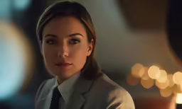 a business woman with her eyes wide open
