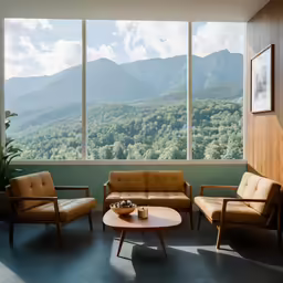 a living room filled with furniture and lots of windows