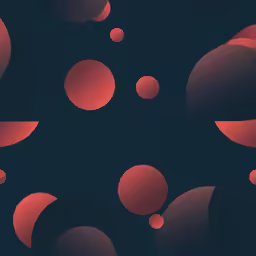 an abstract picture with circles of red on black