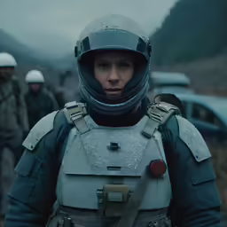 a man in military gear with his back to the camera