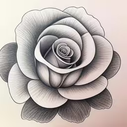 a drawing of a flower on a white background,the black and white drawing shows the flower