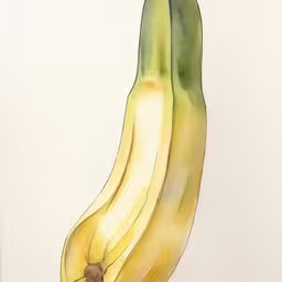 a banana that is sitting on the floor,an illustrated painting shows bananas being peeled and cut open