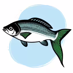 an illustration of a fish jumping with water in the background