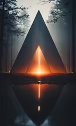 a triangle in the middle of a forest
