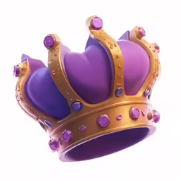a purple and gold crown with some gems