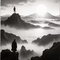 a man is standing at the top of the hill